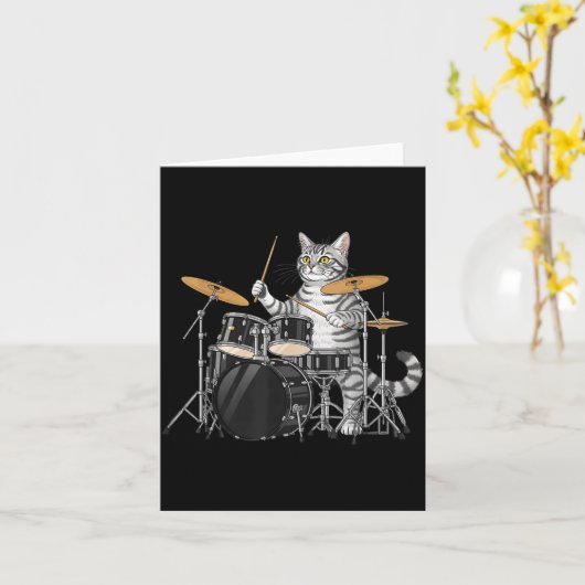 Cat Playing Drums Drumset Drumkit Drumming Drum Dr Karte (Gelbe Blume)