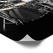 Cat Playing Drums Drumset Drumkit Drumming Drum Dr Poster (Ecke)