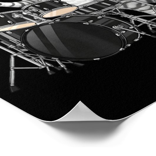 Cat Playing Drums Drumset Drumkit Drumming Drum Dr Poster (Ecke)