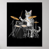 Cat Playing Drums Drumset Drumkit Drumming Drum Dr Poster (Vorne)