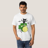 Cat Playing Drums, Funny Cat Playing Drums T-Shirt (Vorne ganz)