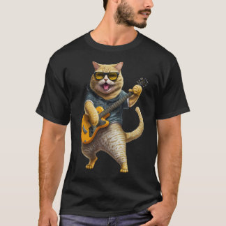 Cat Playing Electric Gitarre Tier Katze Gitarre T-Shirt