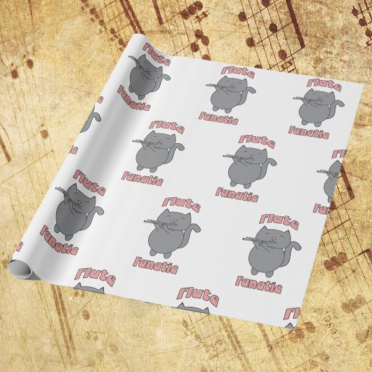 Cat Playing Flute Fanatic Funny Music Lover Geschenkpapier