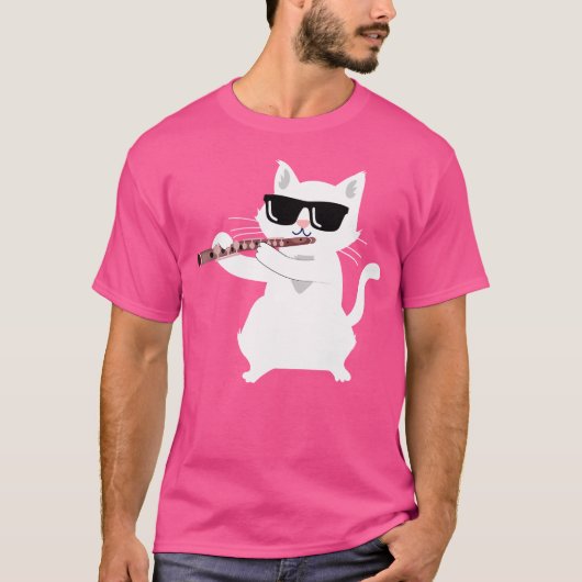 Cat Playing Flute T-Shirt (Vorderseite)