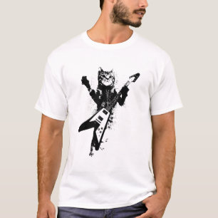 Cat Playing Flying / Guitar Musician Cat Lover T-Shirt