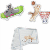 Cat Playing Football Aufkleber (Vorderseite)