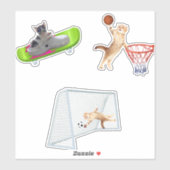 Cat Playing Football Aufkleber (Blatt)