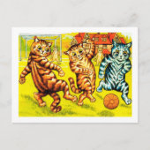 Cat Playing Football, Louis Wain Postkarte (Vorderseite)