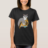 Cat Playing French Horn Playing Music Black Glasse T-Shirt (Vorderseite)