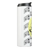 Cat Playing Gitarre auf Musiknoten Design Thermosbecher (Nach links gedreht)