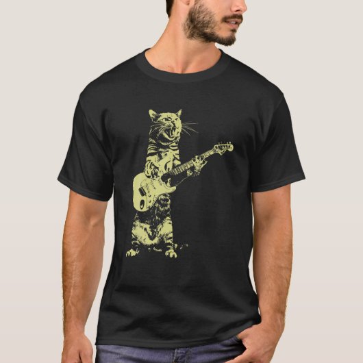 Cat Playing Gitarre Funny Gitarrist Kitten Musiker T-Shirt (Vorderseite)