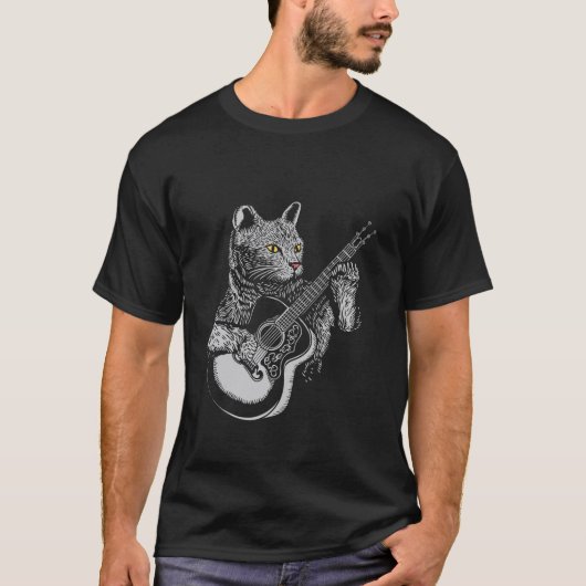 Cat Playing Gitarre Gitarre Gitarren Katzen Gesche T-Shirt (Vorderseite)