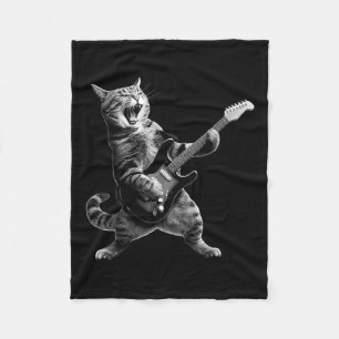 Cat Playing Gitarre Rock and Roll Rock Star für Mä Fleecedecke