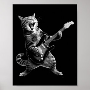 Cat Playing Gitarre Rock and Roll Rock Star für Mä Poster