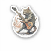 Cat Playing Gitarre Rock Cat Heavy Metal Cat Mus Aufkleber (Vorderseite)