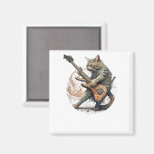 Cat Playing Gitarre Rock Cat Heavy Metal Cat Mus Magnet (Vorderseite/Rückseite)