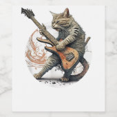 Cat Playing Gitarre Rock Cat Heavy Metal Cat Mus Weinetikett (Einzelnes Label)