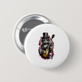 Cat Playing Gitarre Rock & Roll 80er 90s Rock Band Button (Vorne & Hinten)