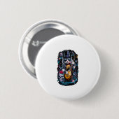 Cat Playing Gitarre Rock & Roll 80er 90s Rock Band Button (Vorne & Hinten)