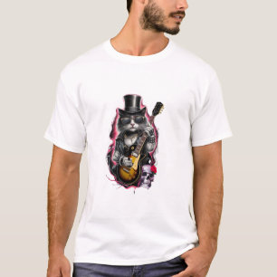 Cat Playing Gitarre Rock & Roll 80er 90s Rock Band T-Shirt