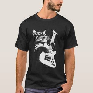 Cat Playing Gitarre Rock Star Rock and Roll Design T-Shirt