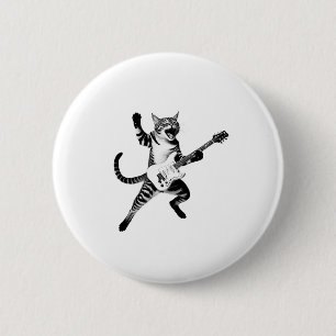 Cat Playing Gitarre Rock und Roll Band Männer Frau Button