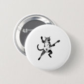 Cat Playing Gitarre Rock und Roll Band Männer Frau Button (Vorne & Hinten)