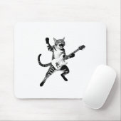 Cat Playing Gitarre Rock und Roll Band Männer Frau Mousepad (Mit Mouse)
