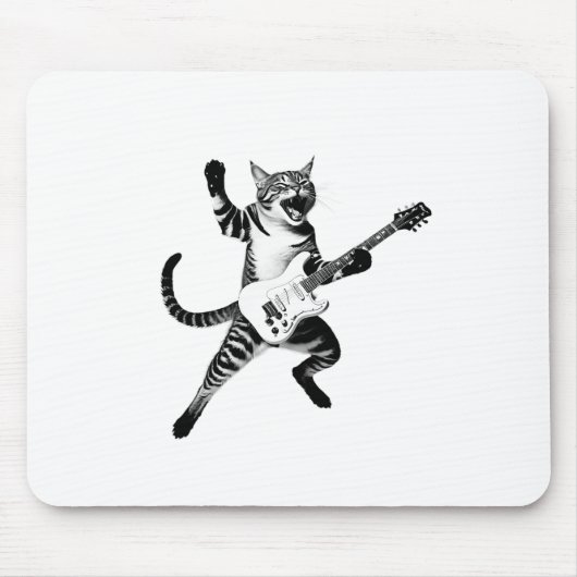 Cat Playing Gitarre Rock und Roll Band Männer Frau Mousepad (Vorne)