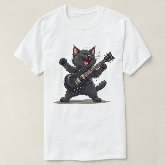 Cat Playing Gitarre Rock und Roll Rock Star Funny T-Shirt (Design vorne)
