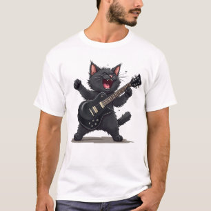 Cat Playing Gitarre Rock und Roll Rock Star Funny T-Shirt