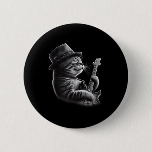 Cat Playing Guitar - Funny Rock Music Gitarre Katz Button