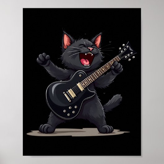 Cat Playing Guitar Rock And Roll Rock Star Funny  Poster (Vorne)