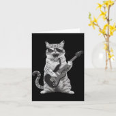 Cat Playing Guitar Rock Star Rock And Roll Men Wom Karte (Gelbe Blume)