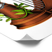 Cat Playing Harp Poster (Ecke)