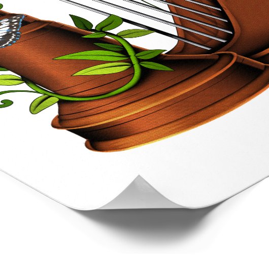 Cat Playing Harp Poster (Ecke)