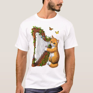 Cat Playing Harp T-Shirt