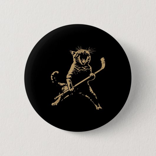 Cat Playing Ice Hockey Button (Vorderseite)