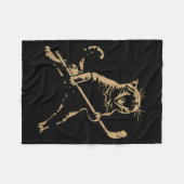 Cat Playing Ice Hockey Fleecedecke (Vorderseite (Horizontal))