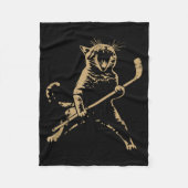 Cat Playing Ice Hockey  Fleecedecke (Vorderseite)
