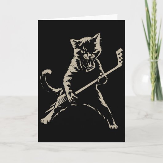 Cat Playing Ice Hockey Funny Cat Playing Hockey Sp Karte (Vorderseite)