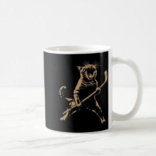 Cat Playing Ice Hockey Kaffeetasse (Rechts)