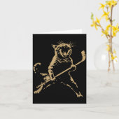 Cat Playing Ice Hockey Karte (Gelbe Blume)