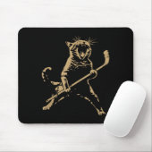 Cat Playing Ice Hockey Mousepad (Mit Mouse)