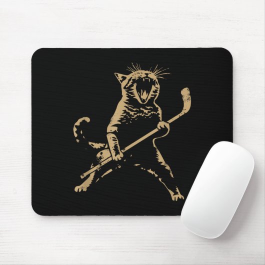 Cat Playing Ice Hockey  Mousepad (Mit Mouse)