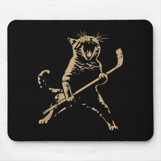 Cat Playing Ice Hockey Mousepad (Vorne)