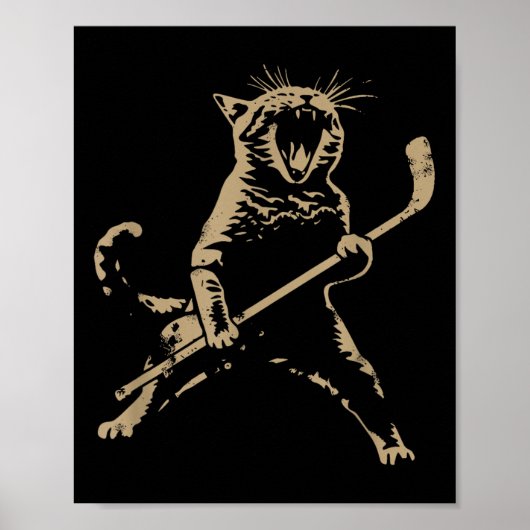 Cat Playing Ice Hockey Poster (Vorne)