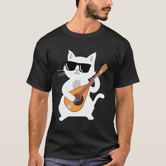 Cat Playing Mandolin T-Shirt (Vorderseite)