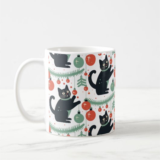 Cat Playing mit Weihnachtsbaumschmuck Kaffeetasse (Links)