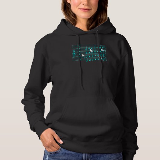 Cat Playing Music Note Hoodie (Vorderseite)